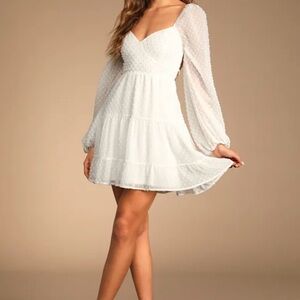 Lulu's White Long Sleeve Dress